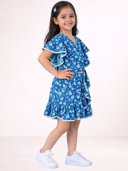 Petal Play Girls Blue Top with Skirt Set