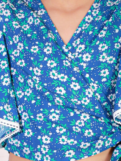 Petal Play Girls Blue Top with Skirt Set