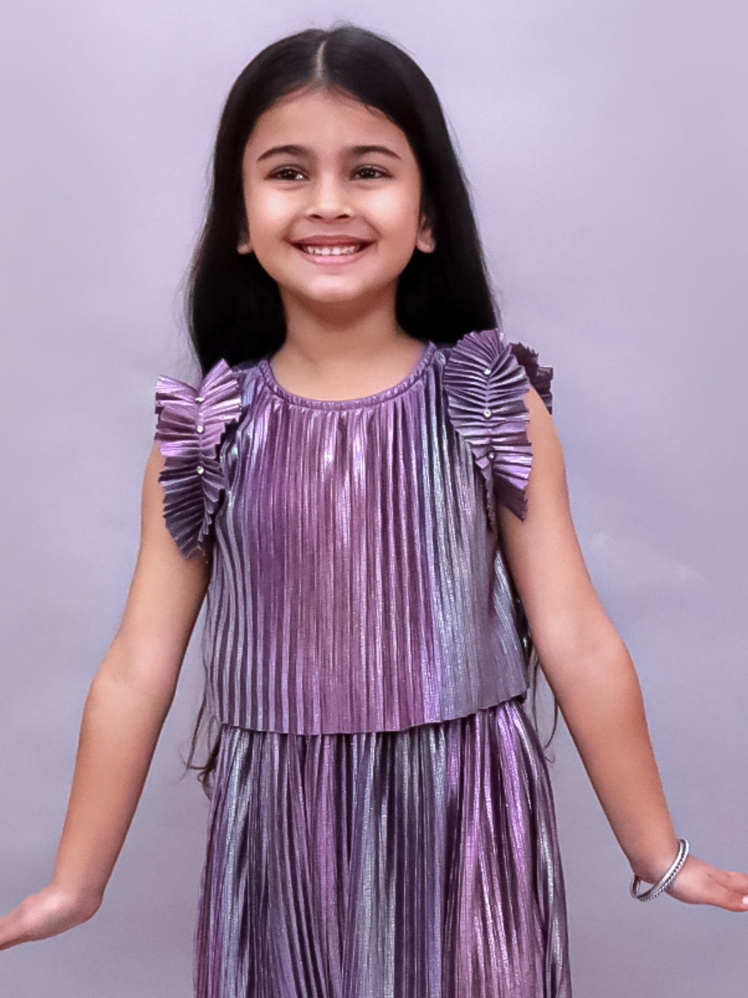 Glam Up Girls Party Mauve Frill Sleeves Top