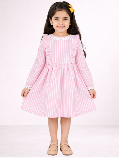 Petal Play Girls Pink Cotton Dress