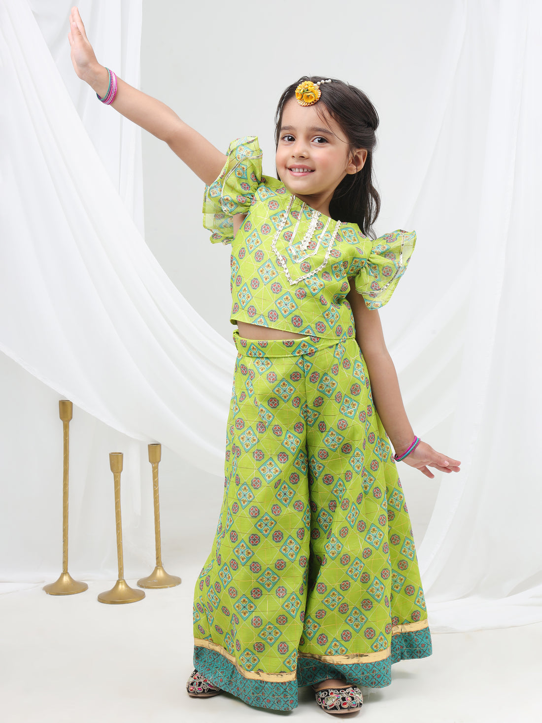 Raangoli Crop Top with Palazzo Girls Co-ordinate set