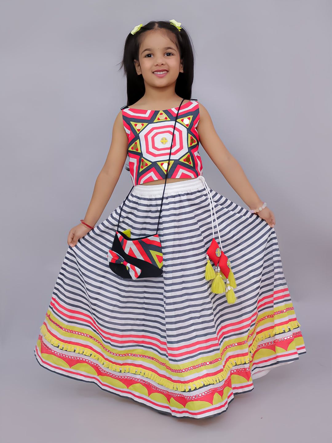 Shor-Gul Multicolor Lehanga Choli Set for Girls