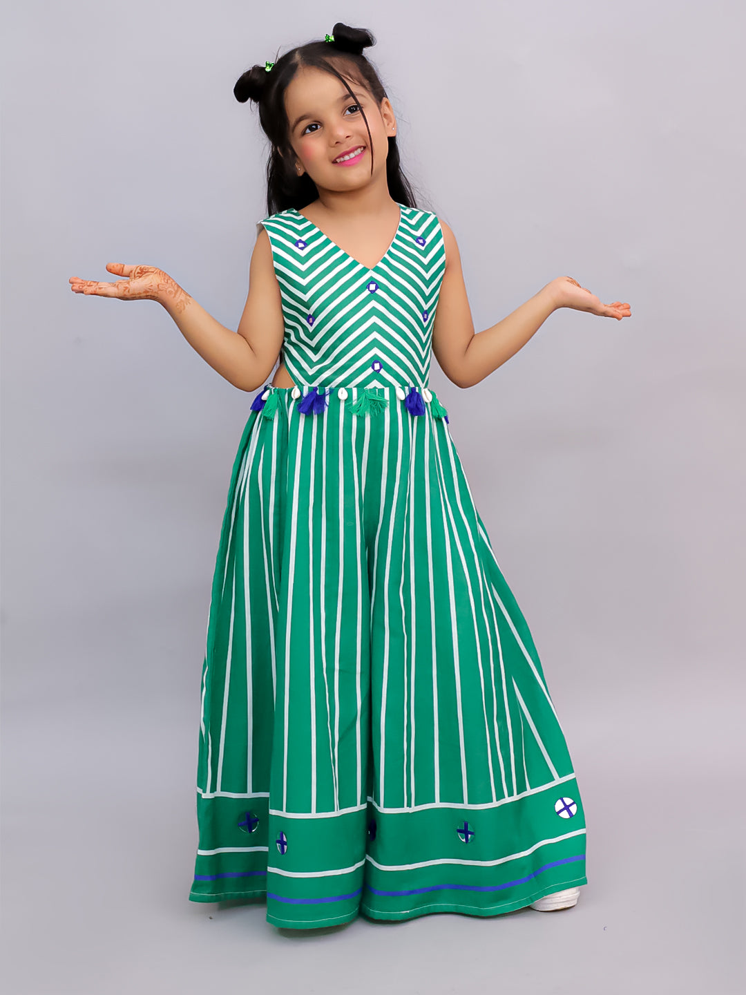 Shor-Gul Green Jumpsuit For Girls