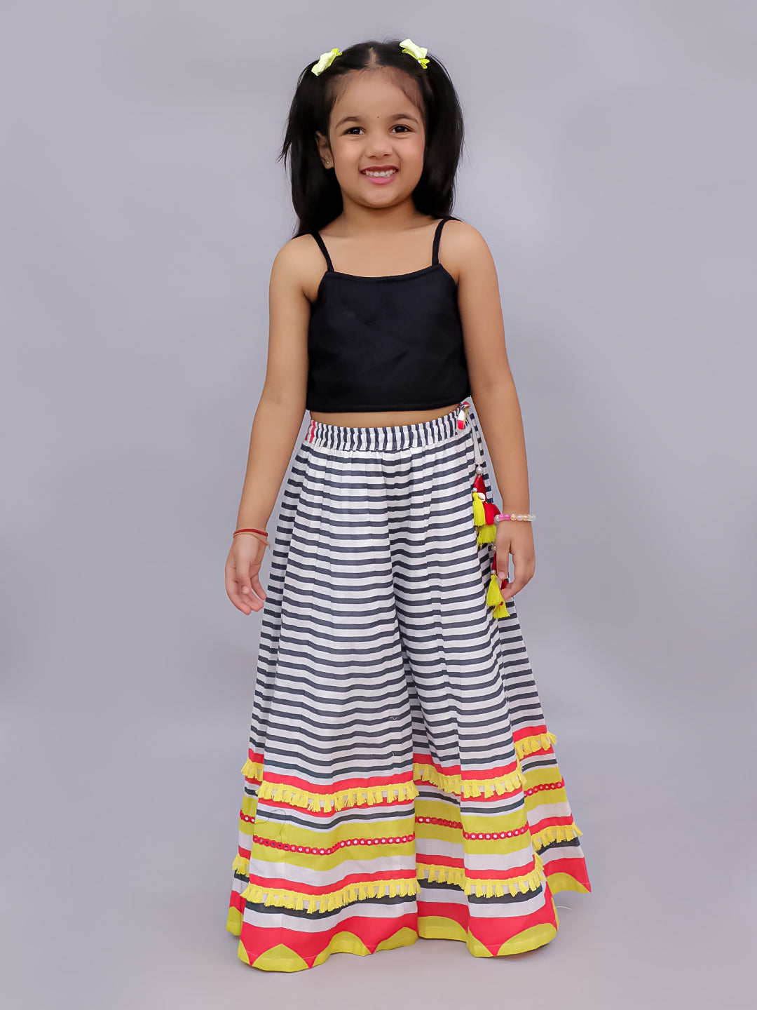 Shor-Gul Multicolor Top Pant with Jacket Set For Girls
