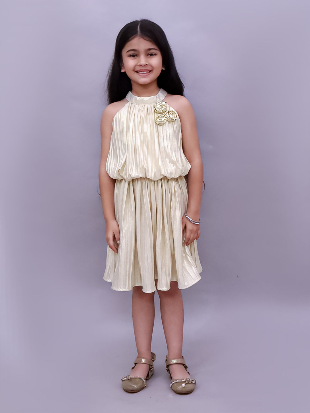 Glam Up Girls Party Golden Top And Skirt
