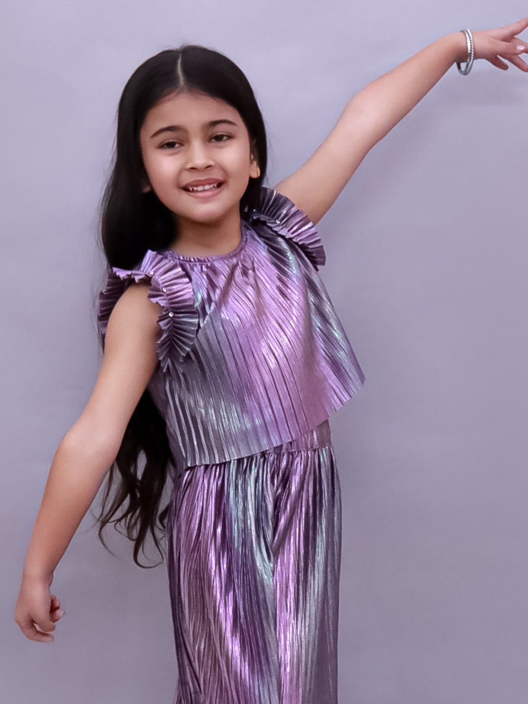 Glam Up Girls Party Mauve Frill Sleeves Top