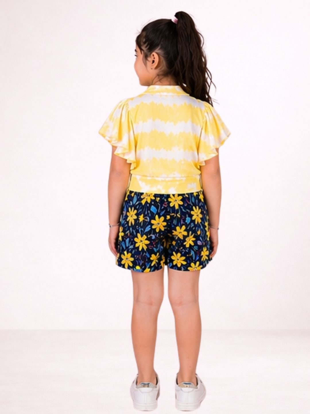 Petal Play Girls Yellow Top with Shorts Set