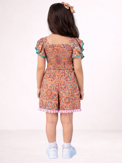 Petal Play Girls Orange Jumpsuit