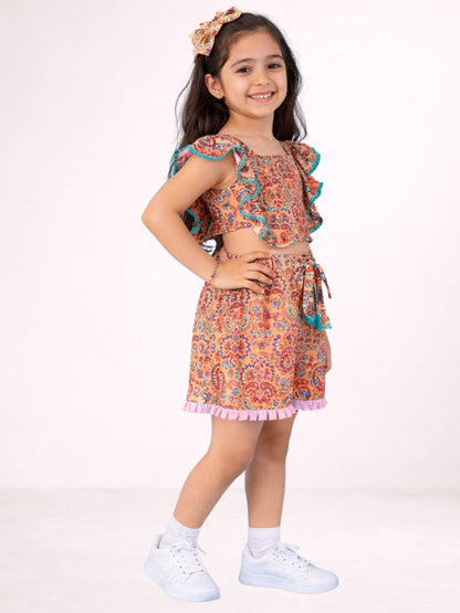Petal Play Girls Orange Jumpsuit