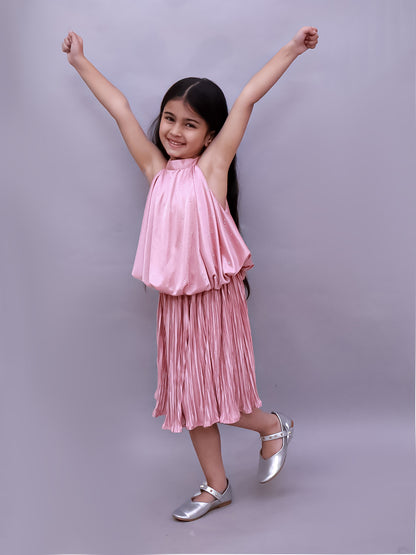 Glam Up Girls Party Peach Top And Skirt