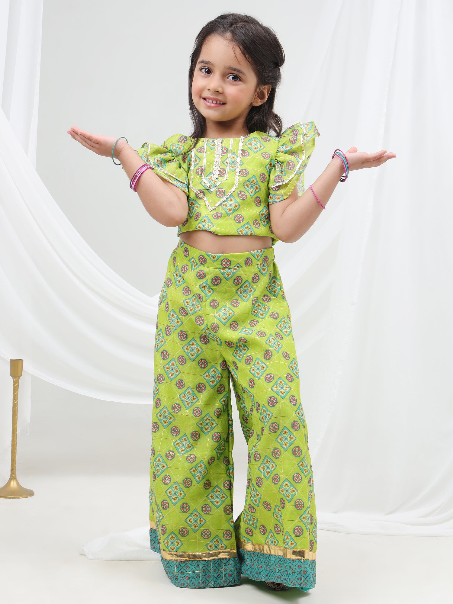 Raangoli Crop Top with Palazzo Girls Co-ordinate set