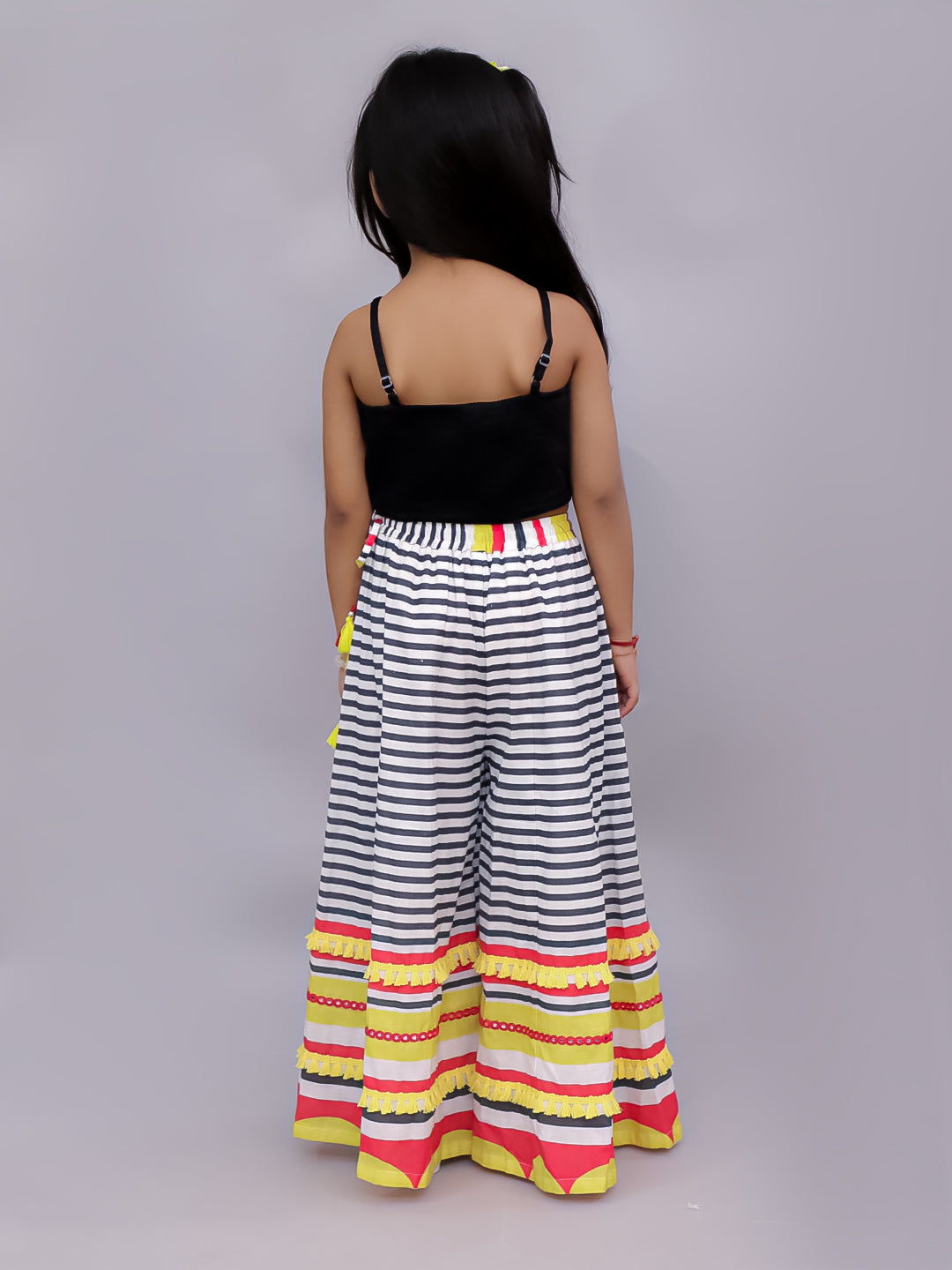 Shor-Gul Multicolor Top Pant with Jacket Set For Girls