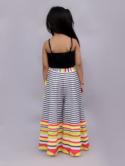 Shor-Gul Multicolor Top Pant with Jacket Set For Girls