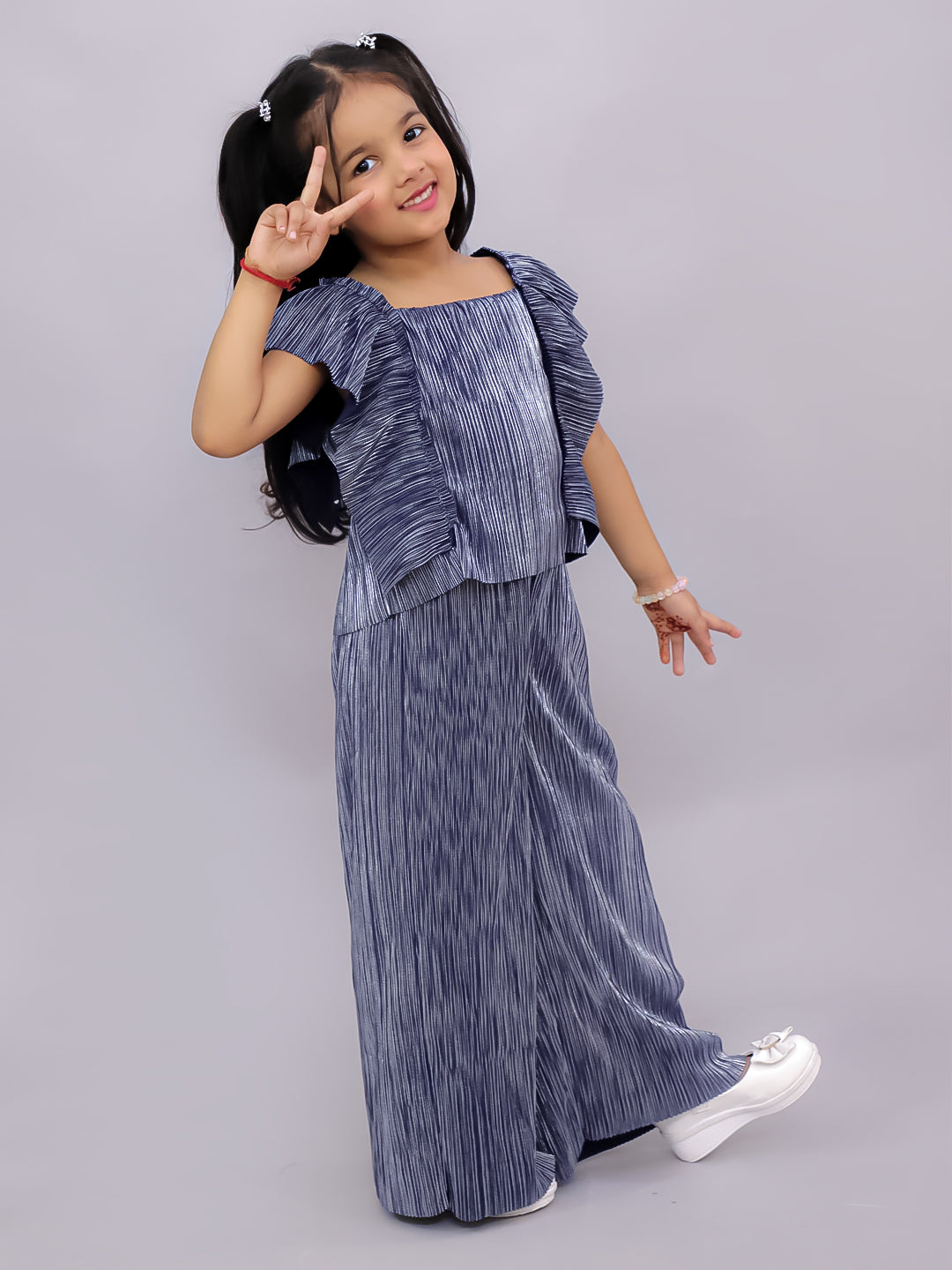 Glam Up Girls Blue Party Top and Pant Set