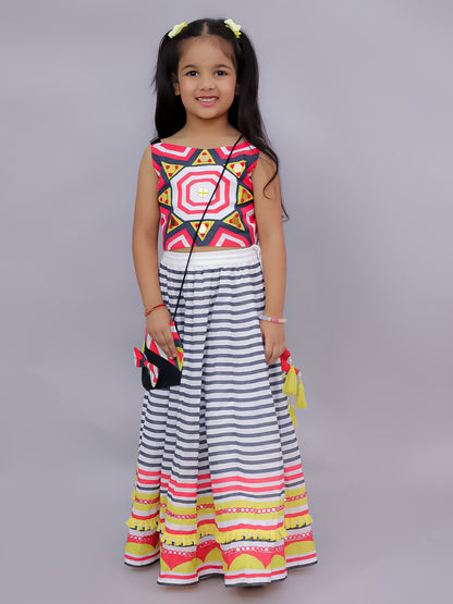 Shor-Gul Multicolor Lehanga Choli Set for Girls