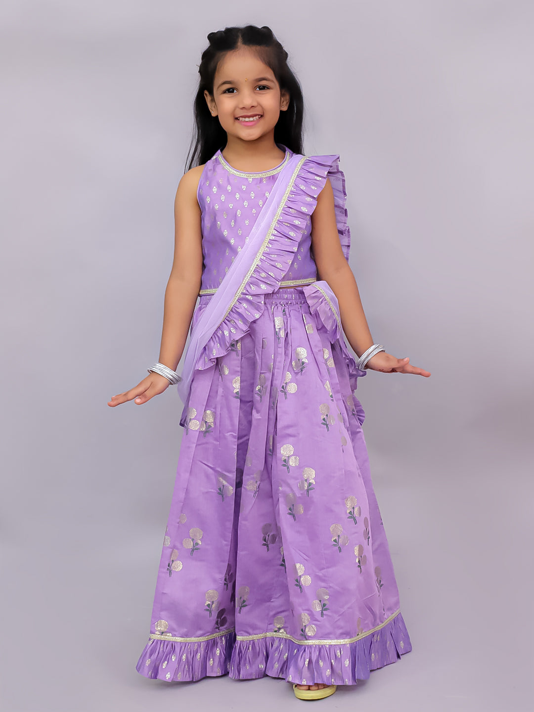 Mishti Purple Lehanga Choli Dupatta Set For Girls