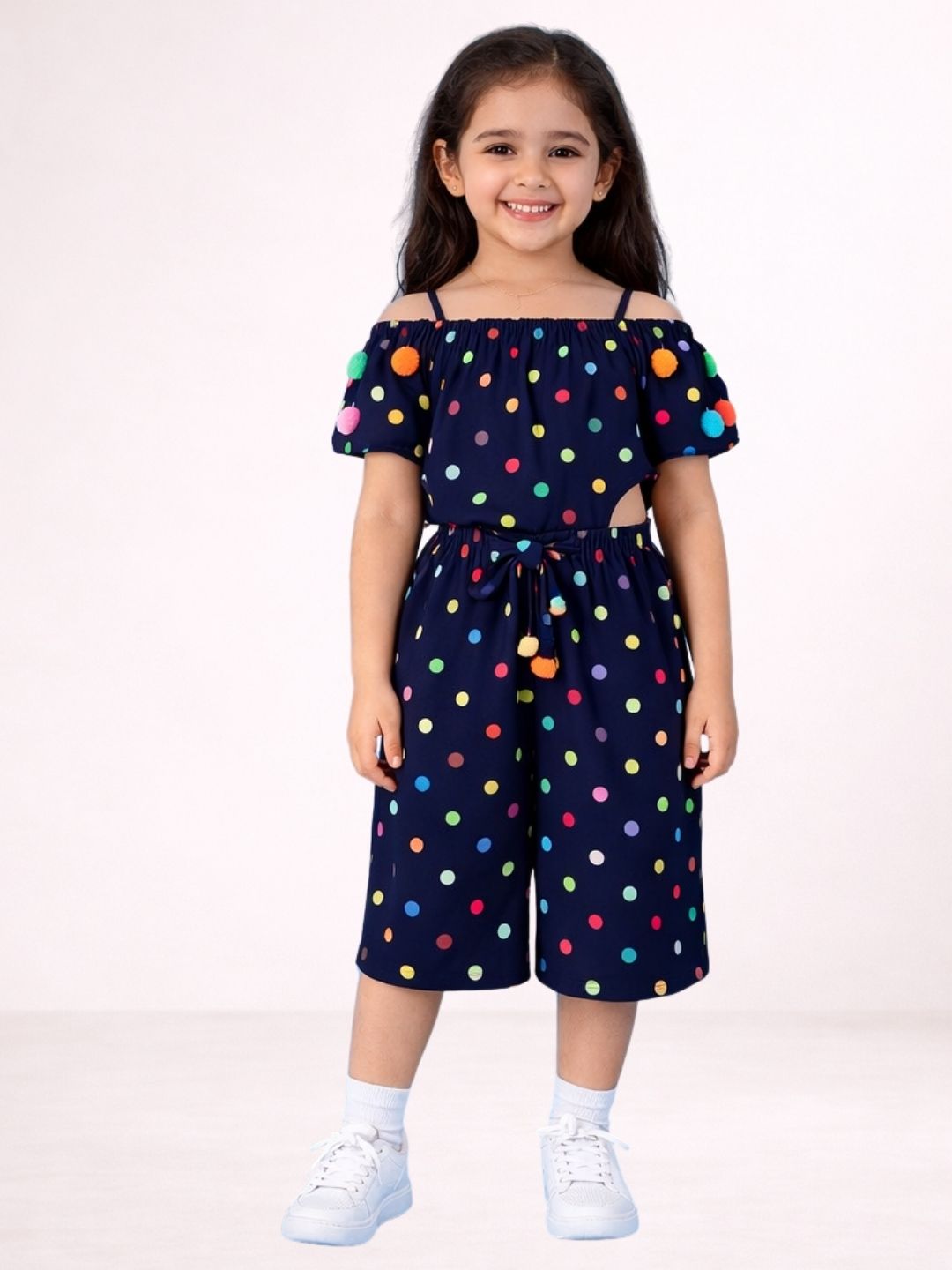 Petal Play Girls Navy Jumpsuit