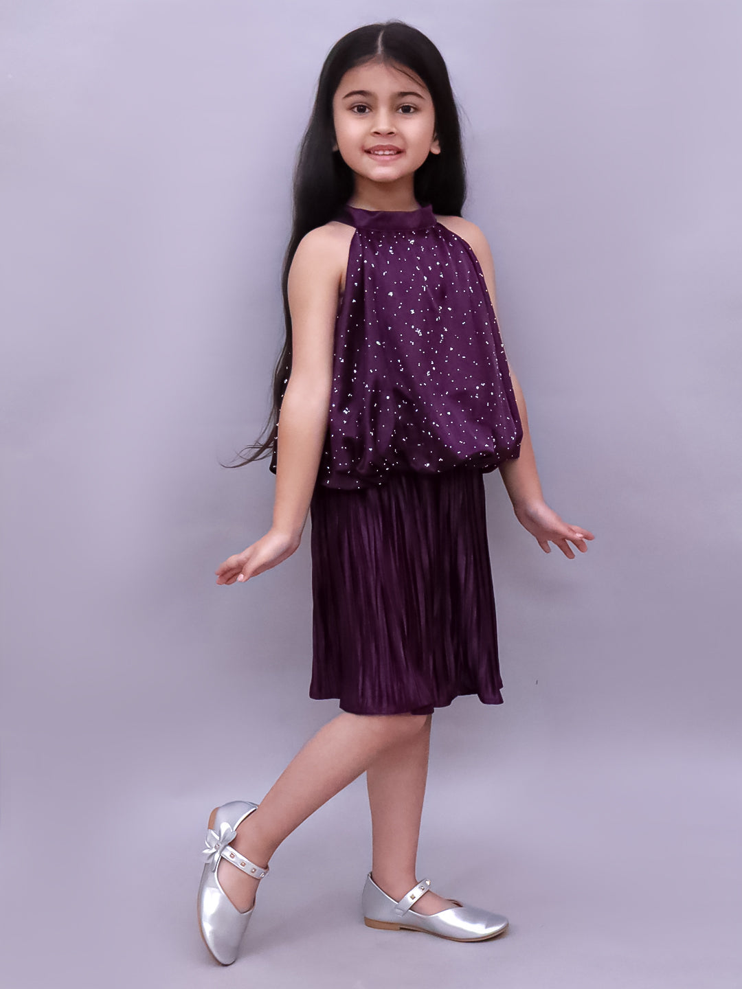 Glam Up Girls Party Wine Top And Skirt