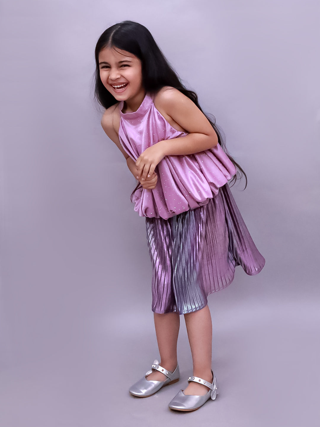 Glam Up Girls Party Purple Top And Skirt