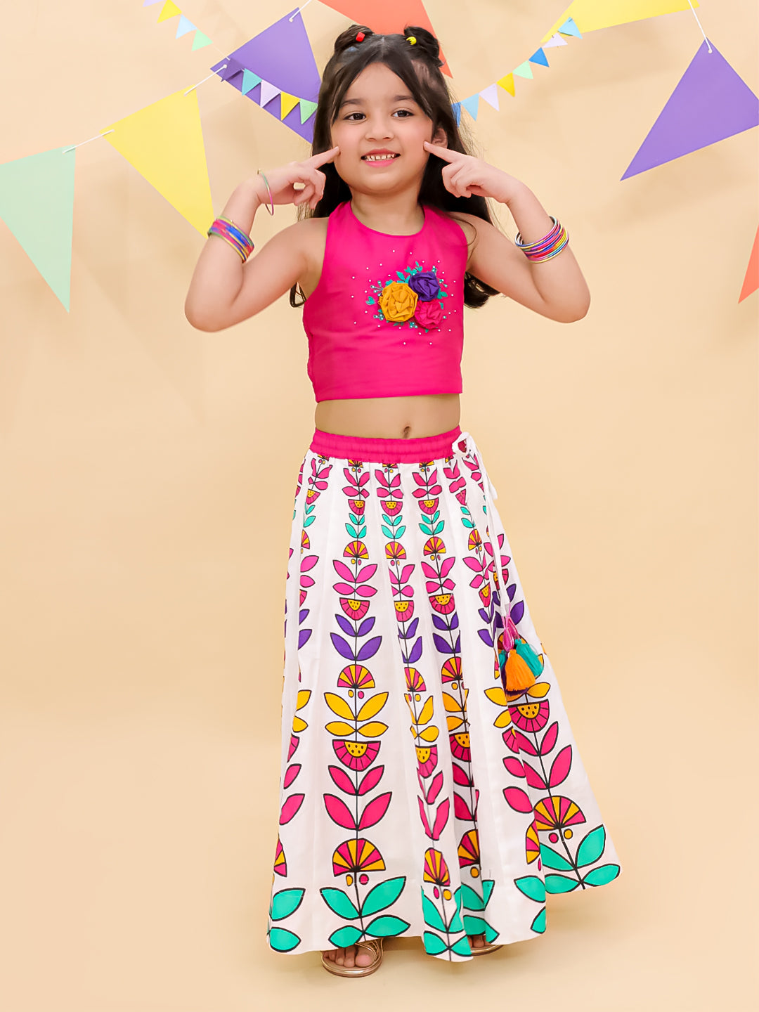 Shor-Gul Pink Lehanga Choli Set For Girls