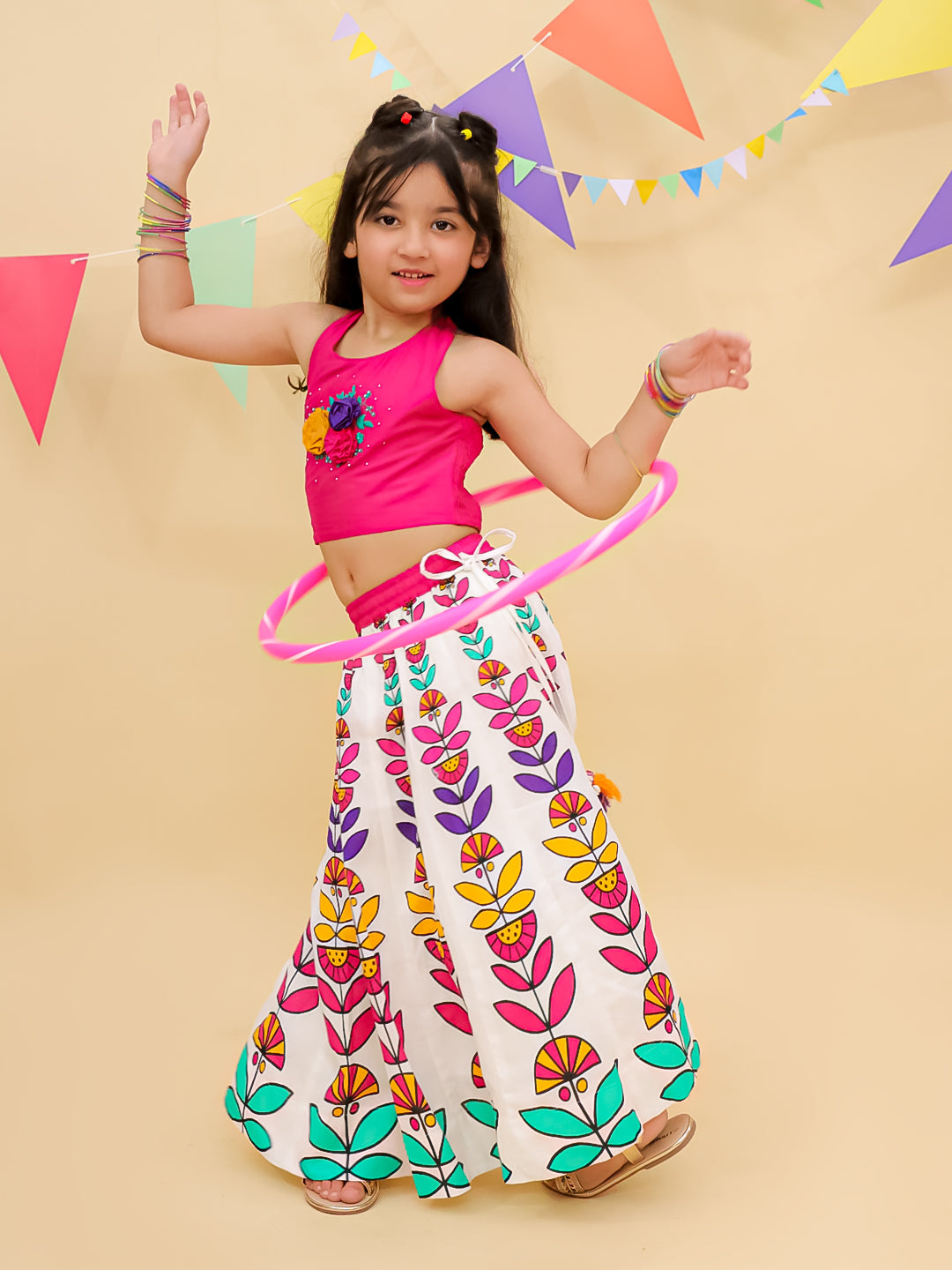 Shor-Gul Pink Lehanga Choli Set For Girls