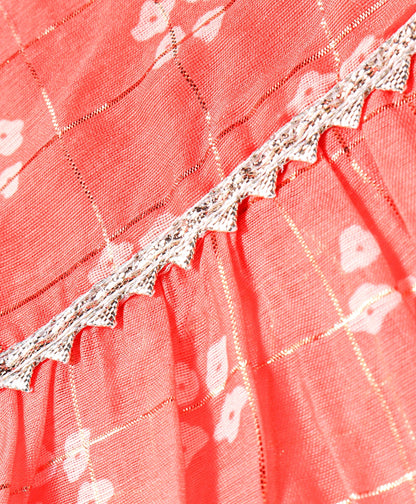Girls printed chanderi lurex kurta sharara set