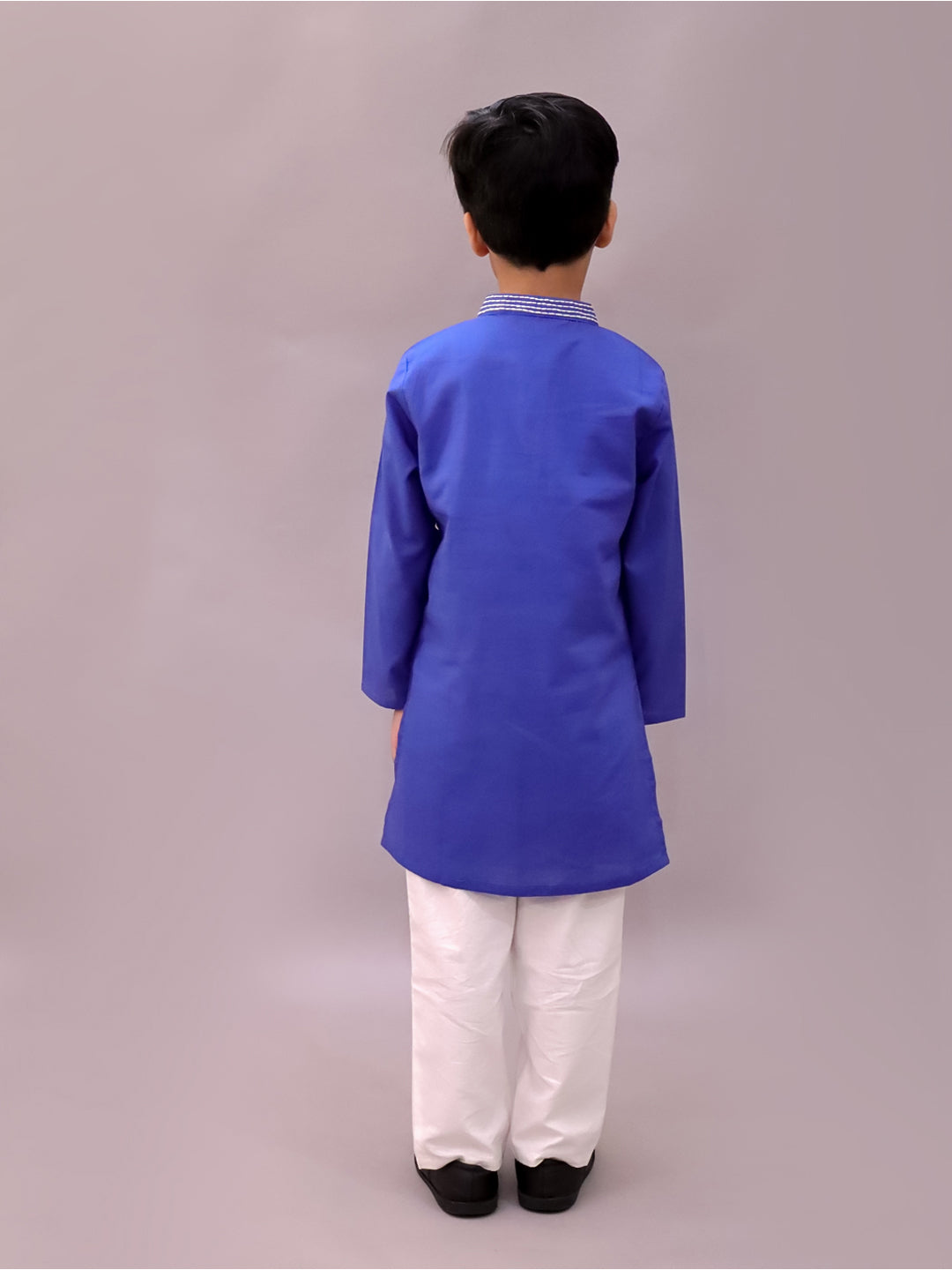 Shor-Gul Blue Kurta Pyjama with Jacket Set For Boys