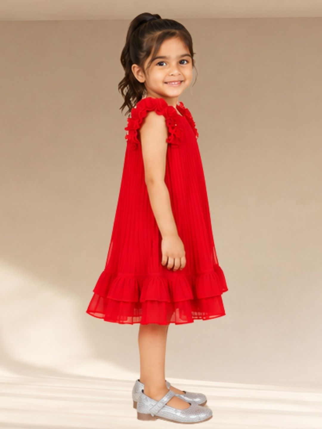 Glam up Girls Red pleating Party Dress