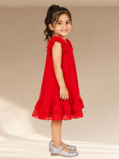 Glam up Girls Red pleating Party Dress