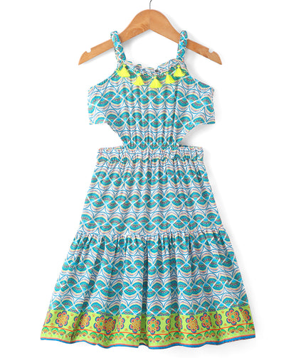 Sassy Boho Girls Green cut-outs at waist Dress from the sibling collection