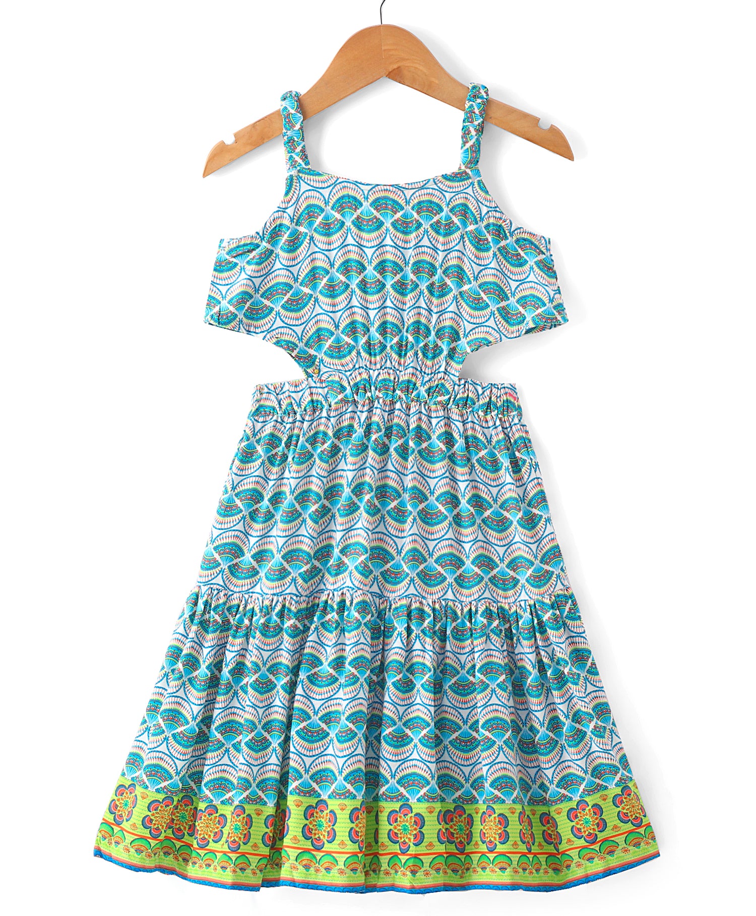 Sassy Boho Girls Green cut-outs at waist Dress from the sibling collection