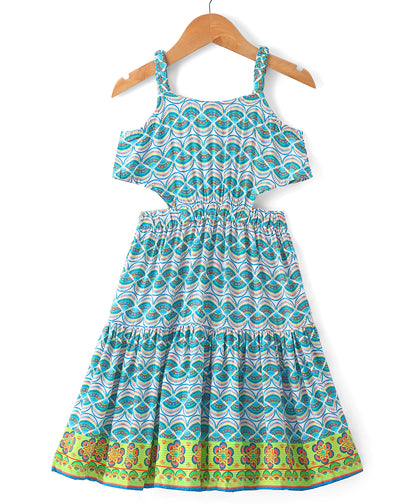 Sassy Boho Girls Green cut-outs at waist Dress from the sibling collection