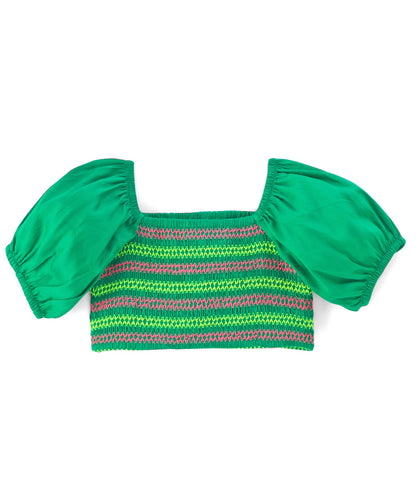 Sassy Boho Girls Green crop Top with pants set from the sibling collection