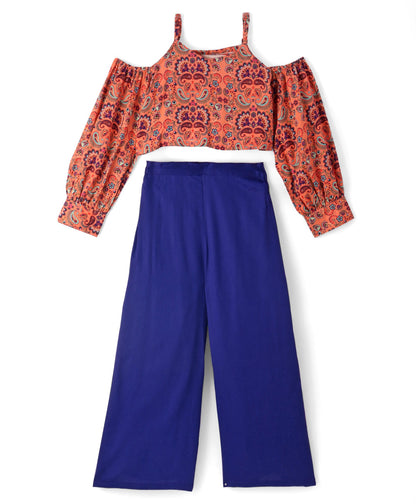 Sassy Boho Girls Orange crop Top with palazzo set from the sibling Collection