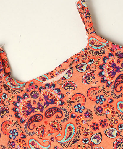 Sassy Boho Girls Orange crop Top with palazzo set from the sibling Collection