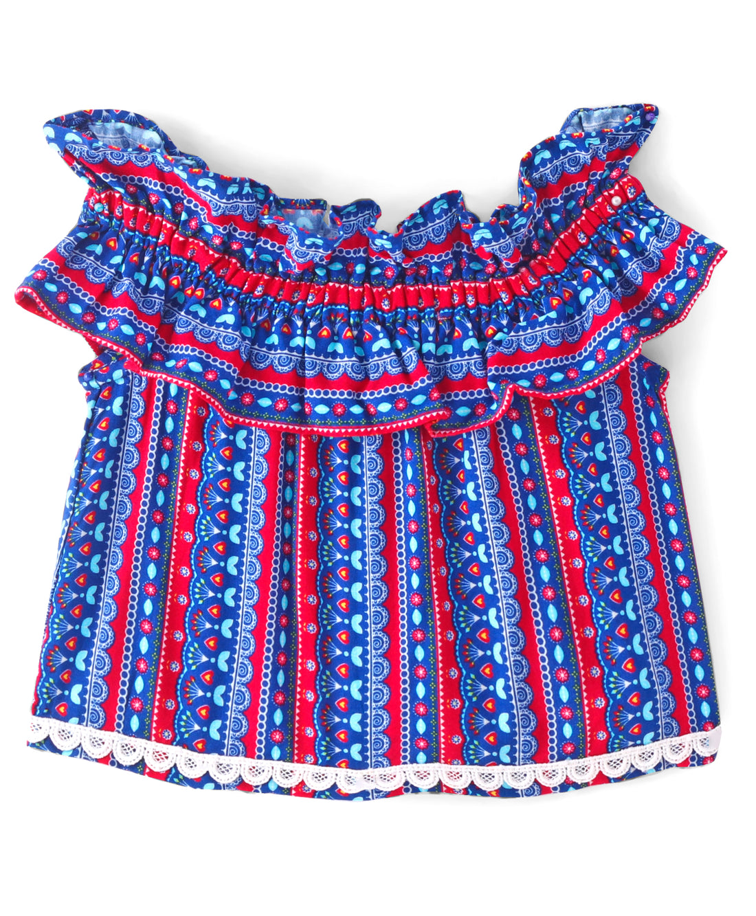 Sassy Boho Girls Blue crop Top with Shorts set from the sibling Collection