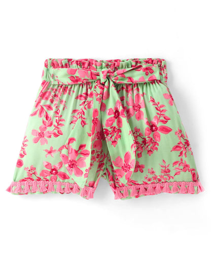 Sassy Boho Girls Green crop Top with shorts set from the sibling collection