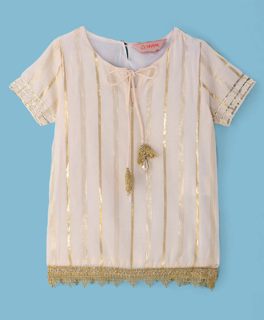 Girls kurta with gold tassles & Sharara set