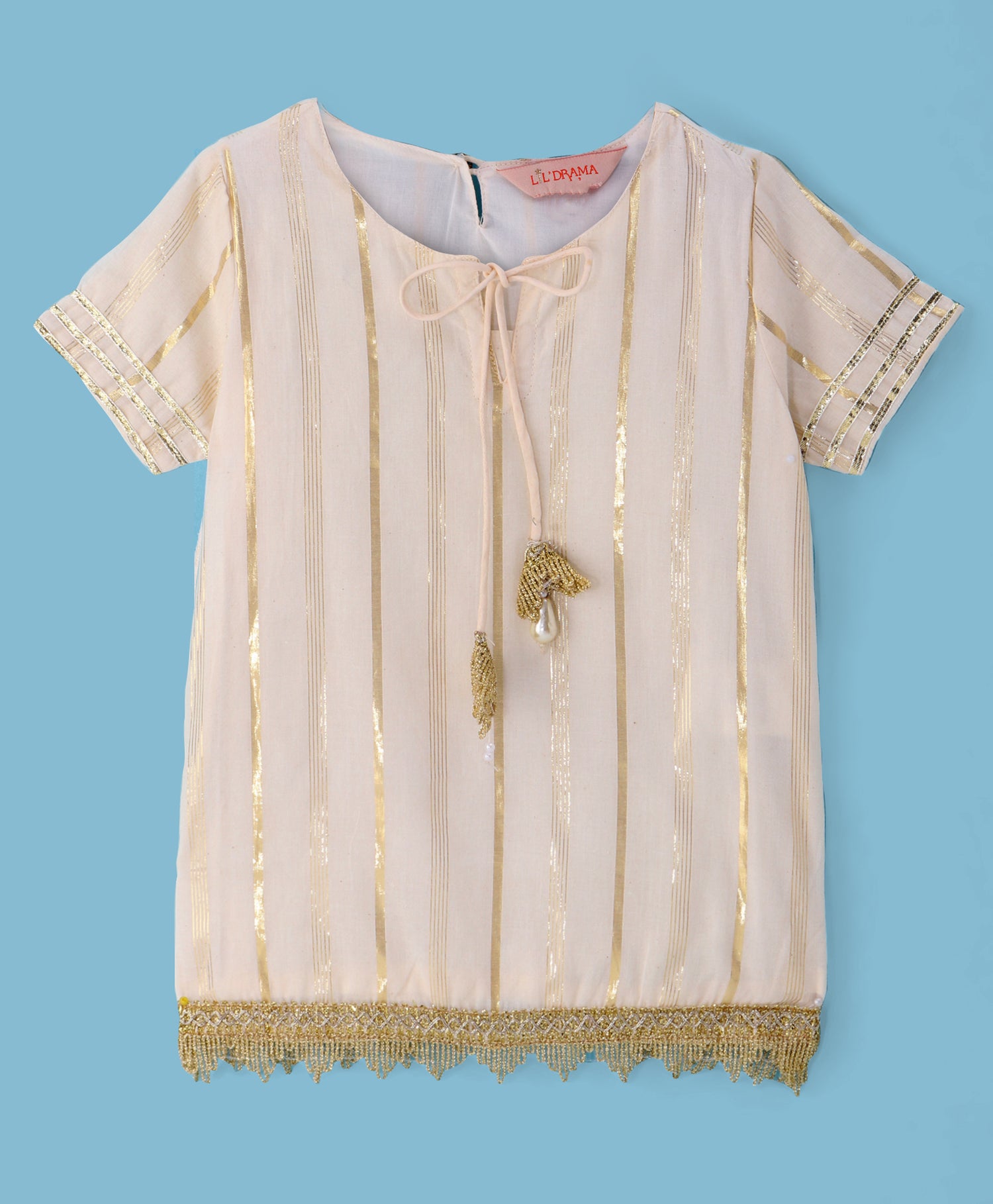 Girls kurta with gold tassles &amp; Sharara set
