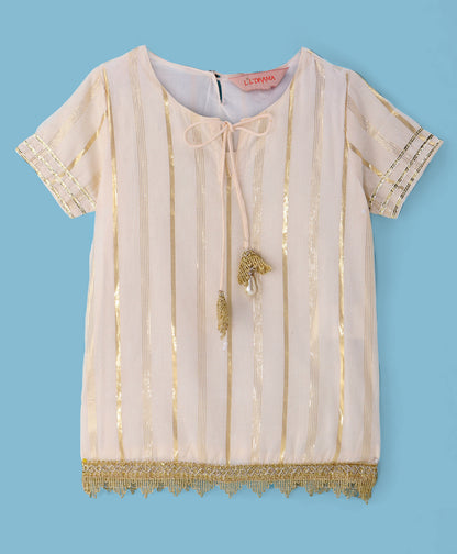 Girls kurta with gold tassles &amp; Sharara set