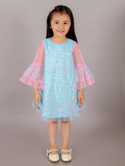 Razzle Dazzle Girls Blue Sequins Party Dress