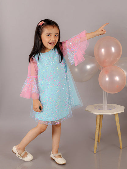 Razzle Dazzle Girls Blue Sequins Party Dress