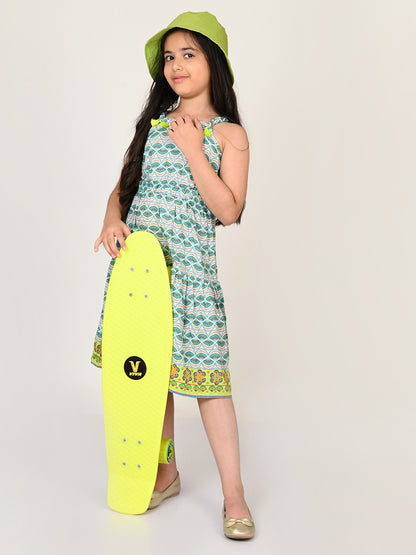 Sassy Boho Girls Green cut-outs at waist Dress from the sibling collection