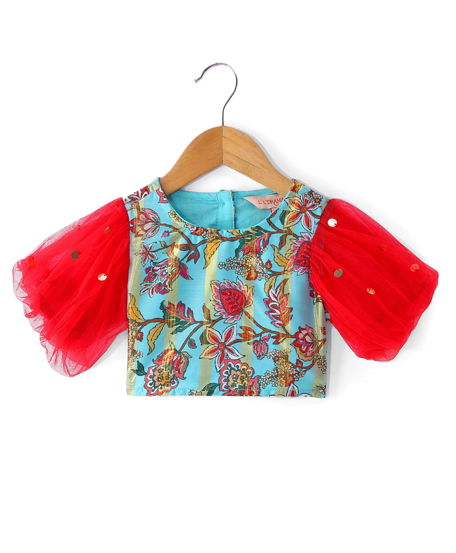 Golden Weaves  Blue Crop Top with Dhoti Girls Co-ordinate set
