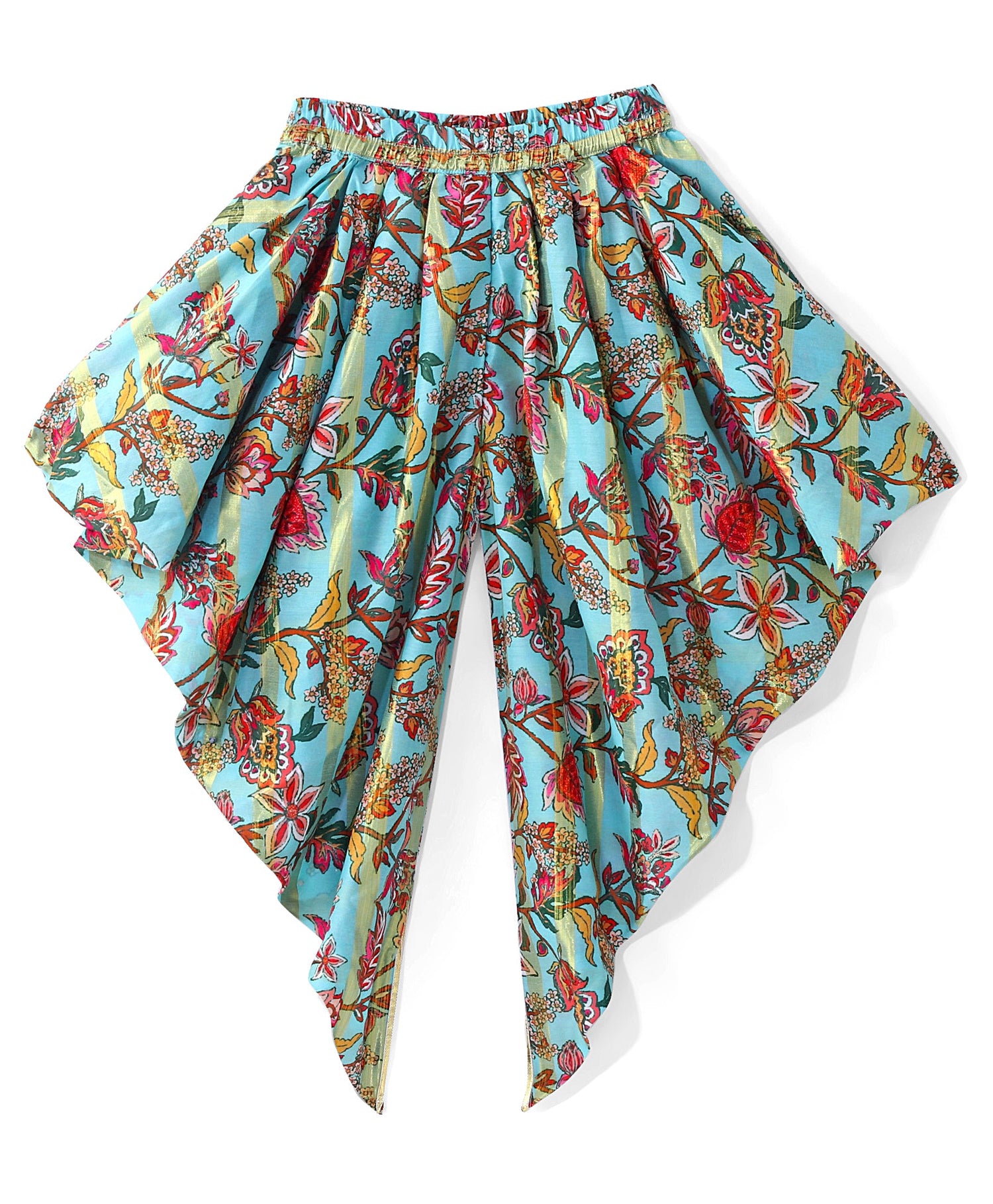 Golden Weaves  Blue Crop Top with Dhoti Girls Co-ordinate set