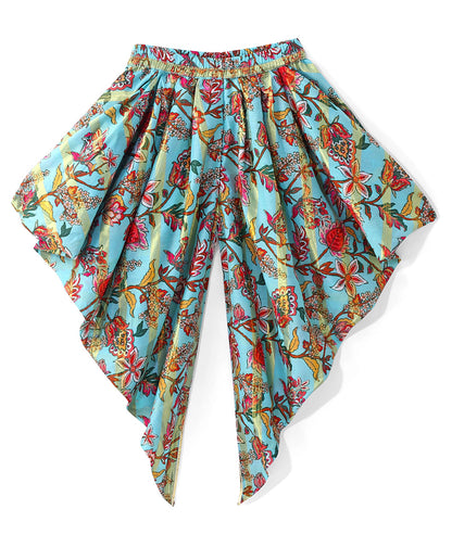 Golden Weaves  Blue Crop Top with Dhoti Girls Co-ordinate set