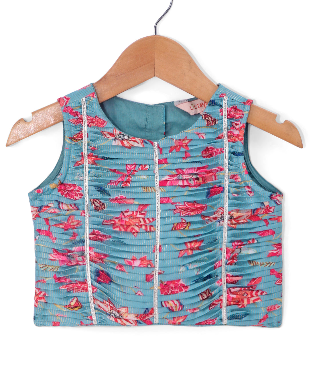Golden Weaves Blue Crop Top with Palazzo Girls Co-ordinate set