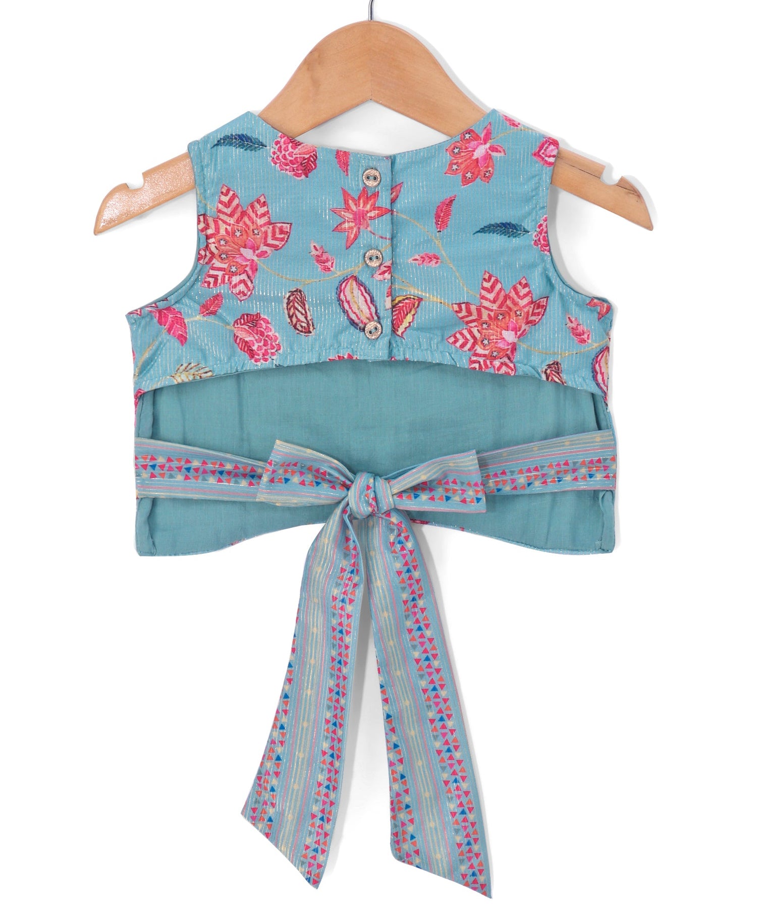 Golden Weaves Blue Crop Top with Palazzo Girls Co-ordinate set