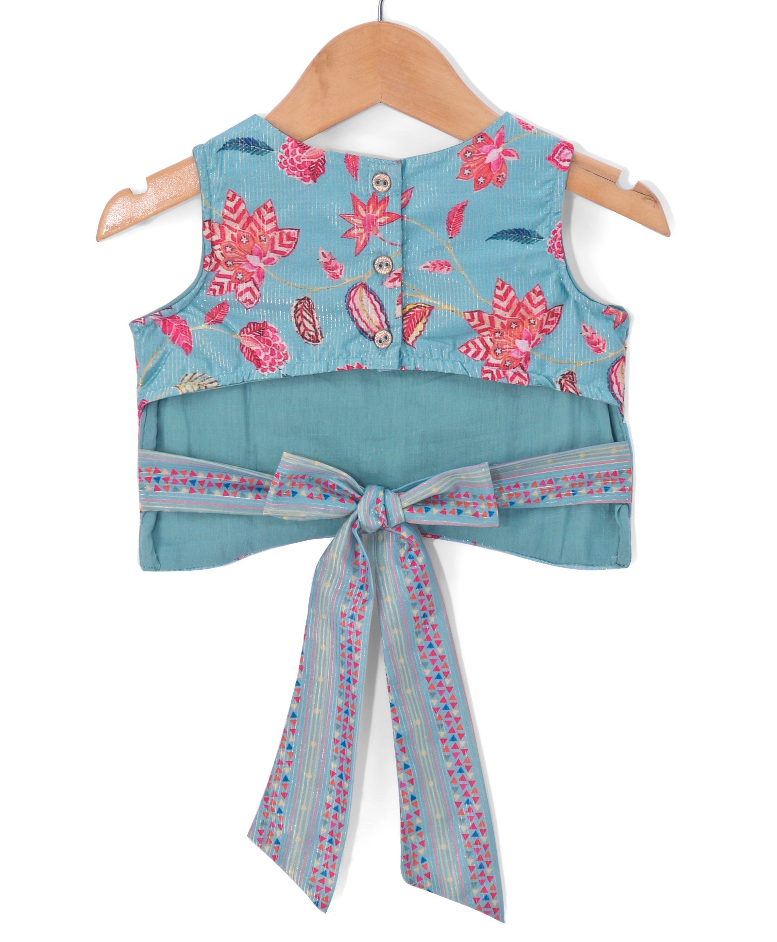 Golden Weaves Blue Crop Top with Palazzo Girls Co-ordinate set