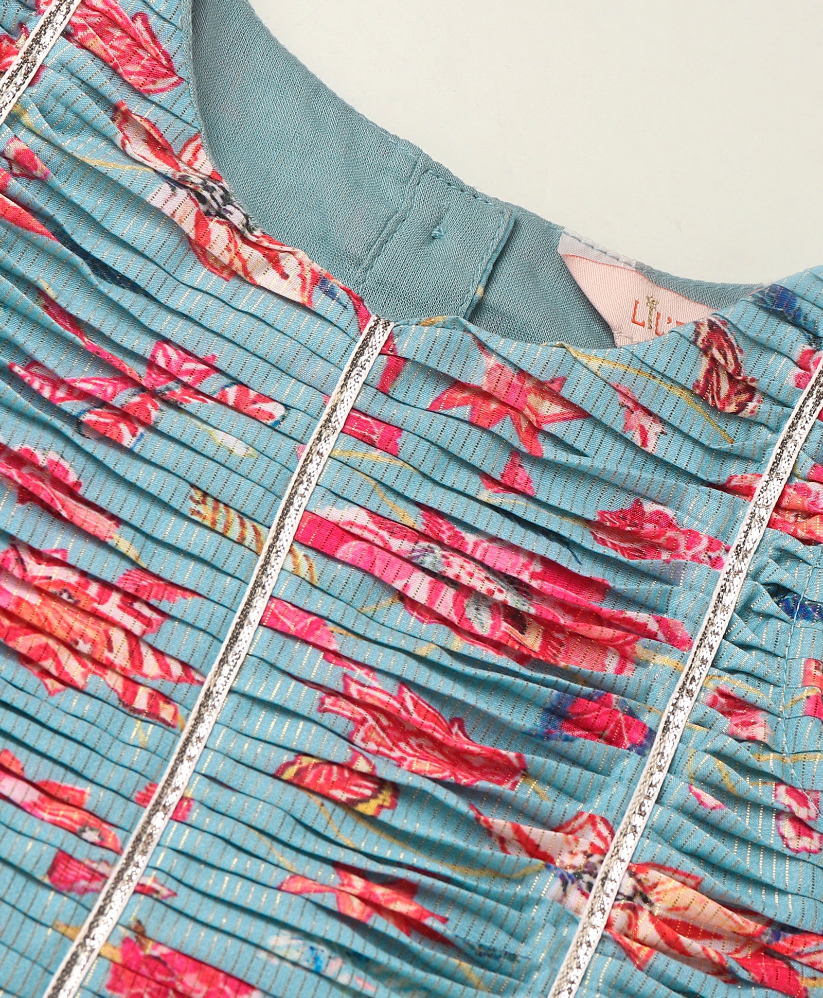 Golden Weaves Blue Crop Top with Palazzo Girls Co-ordinate set